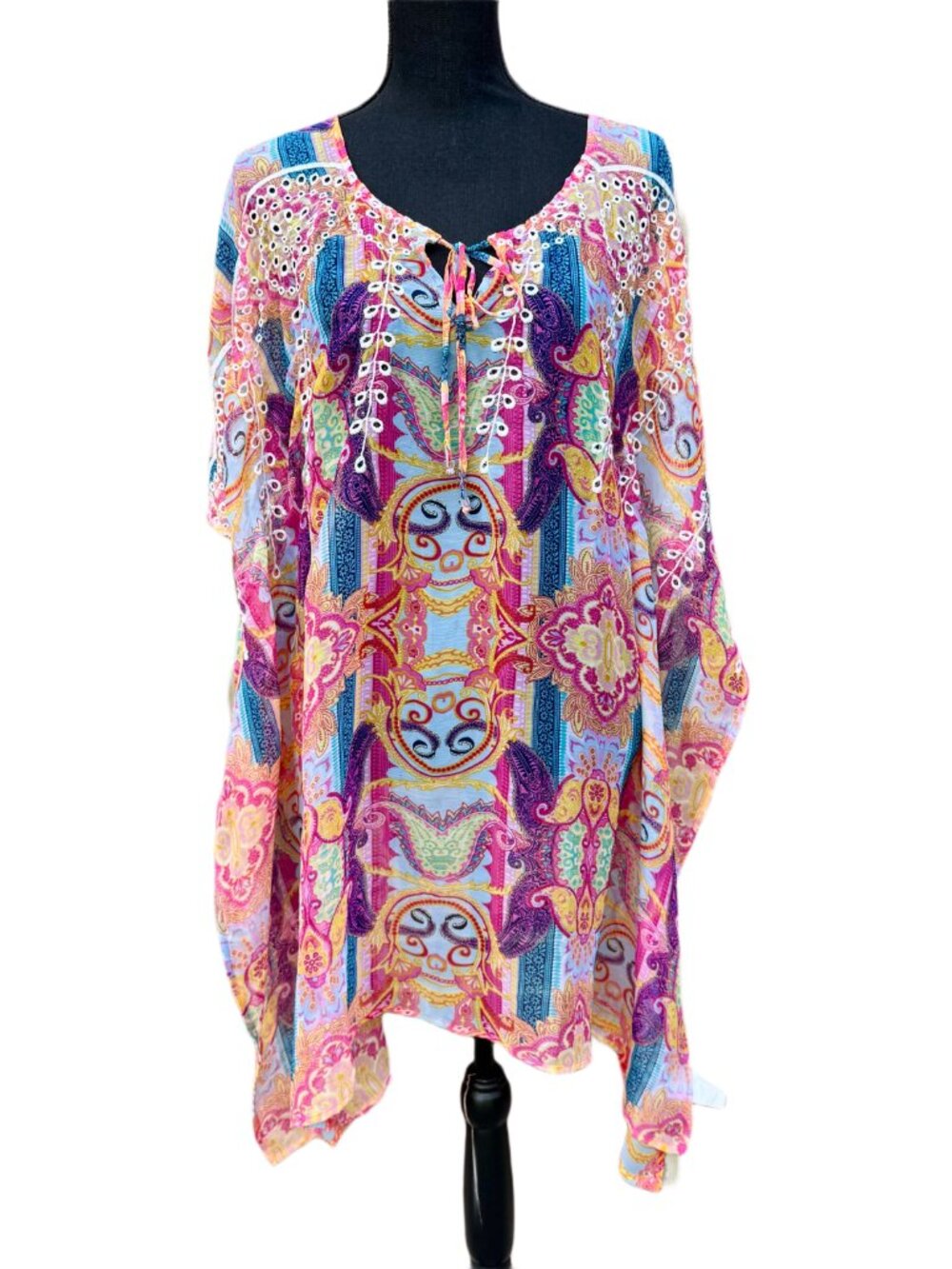 Shoreline Swimsuit Coverup Medium Sheer Pink Multi Paisley Print